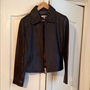 Tyler Boe Dark Brown Leather Zip Jacket